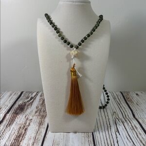 Jade Gemstone Bead Handmade Beaded Mala Necklace
